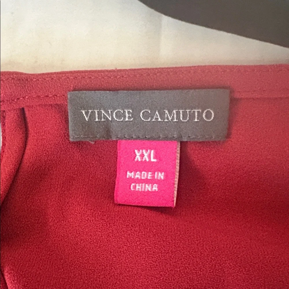 Vince Camuto top with asymmetrical fringe hem, dark rose color , size XXL